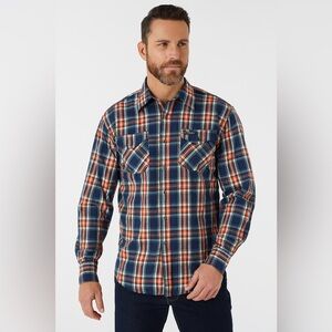 Wrangler Outdoor Men’s Medium Plaid Snap-Front Shirt – Long Sleeve Western Style